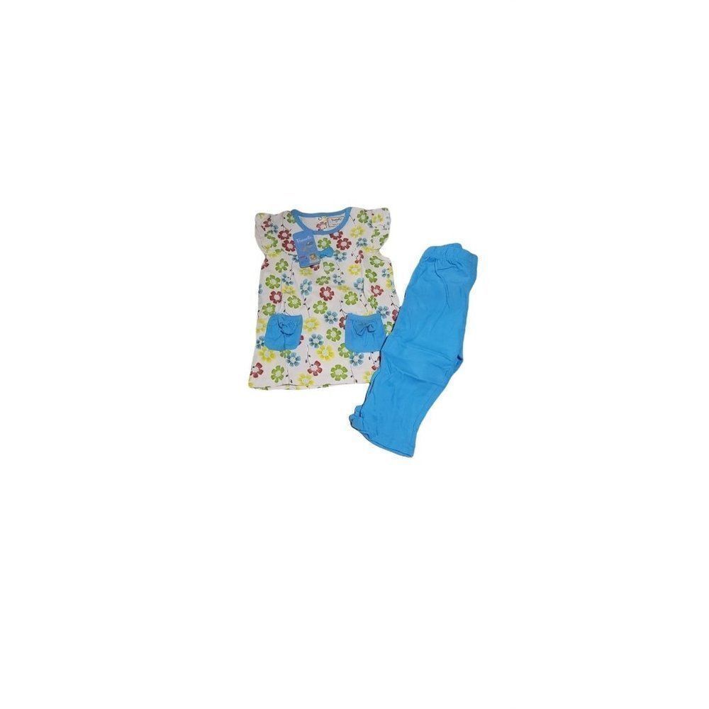 Frogwill Little Girls White Blue Floral Cap Sleeve 2 Piece Pant Set Size 4T
